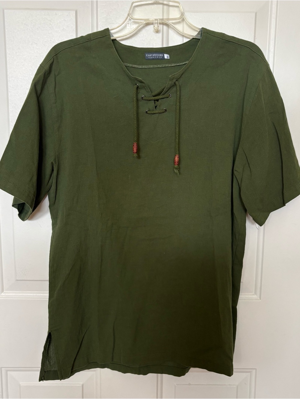 EARTHBOUND Olive Green Short-Sleeve Lace-Up Tee